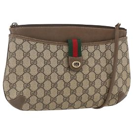 Bolsa Sherry Line GG Supreme Web da GUCCI em PVC bege e dourado 904 02 026 Auth 156988 Bege Dourado