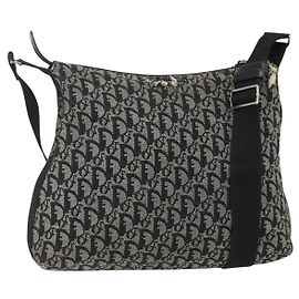 Borsa a Spalla in Tela Trotter Christian Dior Nera Argento Auth ti3506 Nero Argento