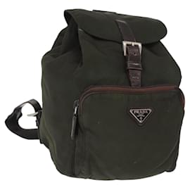 PRADA Backpack Nylon Khaki Silver Auth bs31148 Silvery Khaki