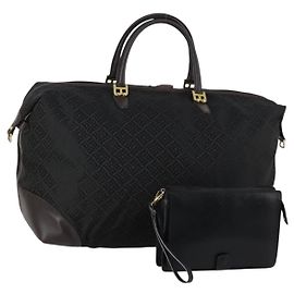 BALLY Borsa Boston Pelle Nylon 2 Set Nera Auth bs30850 Nero