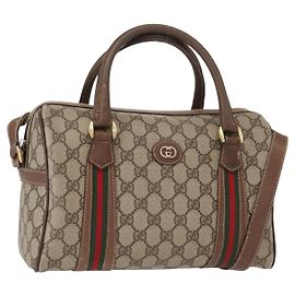 Bolsa Sherry Line GG Supreme Web da GUCCI em PVC bege e dourado 002 115 6697 Auth BA8486 Bege Dourado