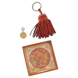 Hermès HERMES Charm Metal Leather 3 Set Red Gold Silver Auth bs30857 Silvery Red Golden