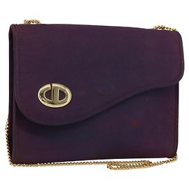 Borsa a Spalla Saddle Chain in Nylon Viola e Oro Auth BA8264 di Christian Dior D'oro Porpora