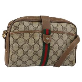 Bolsa Sherry Line GG Supreme Web da GUCCI em PVC bege e dourado 116 02 055 Auth 155594 Bege Dourado