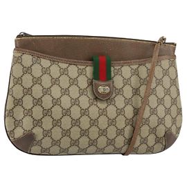 Gucci Borsa GG Supreme Web Sherry Line in PVC beige e oro 904 02 026 Auth 154668 Beige D'oro