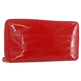 BALENCIAGA Long Wallet Enamel Red 553884 Auth bs31472 Red