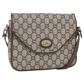 Borsa a Spalla GUCCI GG Plus Supreme PVC Beige Oro Auth 154434 Beige D'oro