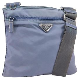 PRADA Schultertasche Nylon Hellblau Silber Authentisch ar13778 Silber Hellblau