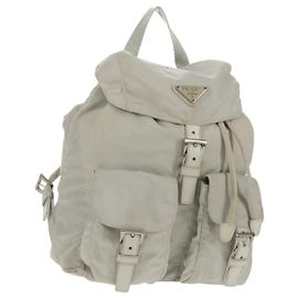 Mochila PRADA de nylon cinza Auth sw1586 Marrom