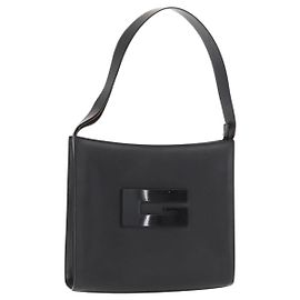 Bolsa de Ombro de Couro Preta e Prata GUCCI 001 3065 Auth ka767 Preto Prata