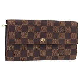LOUIS VUITTON Portafoglio Lungo Sarah Damier Ebene N60491 LV Auth 153662 Damier ebene