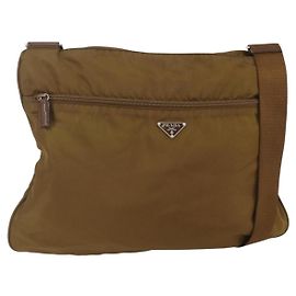 Sac à épaule PRADA en nylon marron argent authentique 151496 Marron Argenté