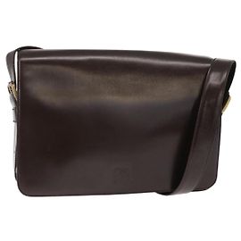 LOEWE Borsa a Spalla Anagram Pelle Marrone Oro Auth 155627 Marrone D'oro