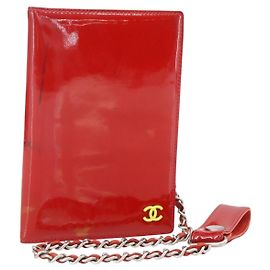 CHANEL Card Case Enamel Red CC Auth bs31726 Red
