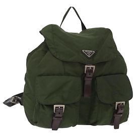 PRADA Rucksack aus Nylon Khaki Silber authentisch am9947 Silber Khaki