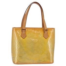 LOUIS VUITTON Sac à main Monogram Vernis Houston Gris M91053 LV Auth BA6519 Gris