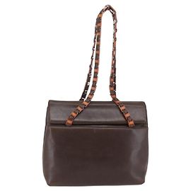 Sac à épaule en cuir marron Salvatore Ferragamo Auth BA6796 Marron
