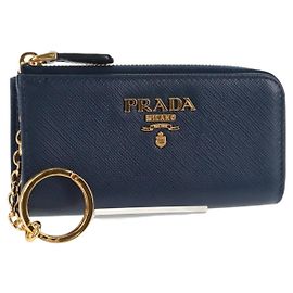 PRADA Key Case Safiano leather Navy Auth am9283V Navy blue