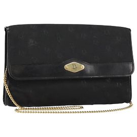 Borsa a spalla con catena Christian Dior in nylon nero e oro Auth yk19698 Nero D'oro