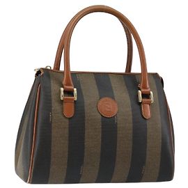 FENDI Pecan Canvas Handtasche PVC Braun Gold Auth ep11310 Braun Golden