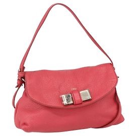 Chloé Bolsa de Mão Chloe Lily em Couro 2 em 1 Rosa Prata Auth BA7367V Prata Rosa