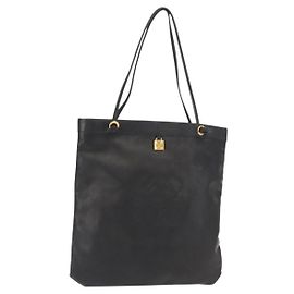 LOEWE Borsa Tote Anagram Pelle Nera Oro Auth BA7376 Nero D'oro