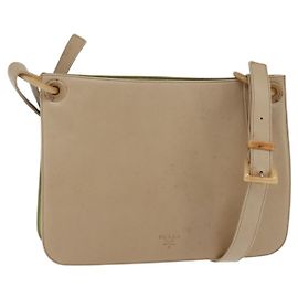 Prada Bolsa de Ombro de Couro Bege Auth bs30564 Bege