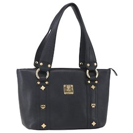 Borsa MCM in pelle nera e oro Auth 152933 Nero D'oro