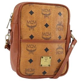 Borsa a Spalla MCM Logogram Vicetos in Pelle PVC Marrone Oro Auth BA7515 Marrone D'oro