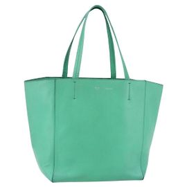 Céline Sac cabas Phantom en cuir vert argent de CELINE Auth 152395 Argenté Vert