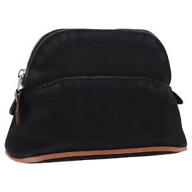 Hermès HERMES Bolide Pouch Mini Mini Pouch Canvas Black Gold Auth BA8465 Black Golden