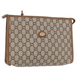 GUCCI GG Plus Supreme Pochette en PVC Beige Or Auth bs31131 Beige Doré