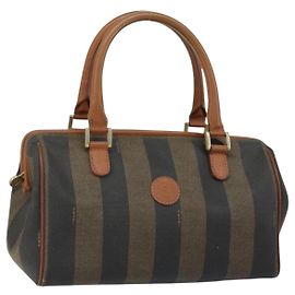 FENDI Pecan Canvas Handtasche PVC Braun Gold Auth 146932 Braun Golden
