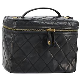 CHANEL Pochette Matelassé Smalto Nero Oro CC Auth bs31398 Nero D'oro