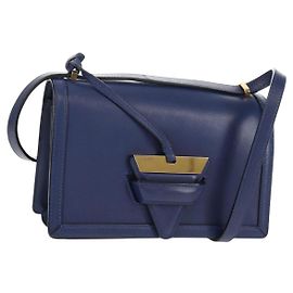 Borsa a Spalla LOEWE Barcelona in Pelle Blu Oro Auth ka587V Blu D'oro