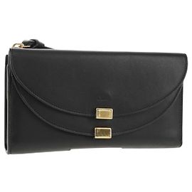 Chloé Portafoglio Lungo in Pelle Nero e Oro Autentico Chloe am9913V Nero D'oro