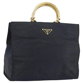 PRADA Borsa a mano in nylon nero e oro Auth ar13780 Nero D'oro