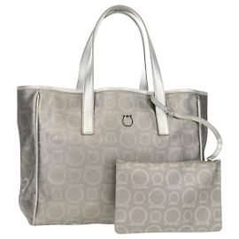 Bolsa Tote Gancini de Couro Prata Salvatore Ferragamo Auth BA6592 Prata