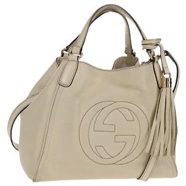 Bolsa de Ombro Gucci Soho em Couro 2 em 1 Branca Auth ki5995 Branco