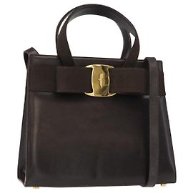Sac à main Salvatore Ferragamo en cuir marron doré Auth ka006 Marron Doré