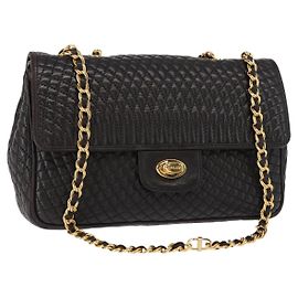 BALLY Borsa a Spalla con Catena Pelle Nera Oro Auth am9754 Nero D'oro