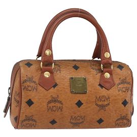 Sac Boston Mini Vicetos Logogram MCM en cuir PVC 2 en 1 marron or Auth gh1320 Marron Doré