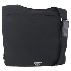 Borsa a Spalla PRADA Nylon Nero Argento Auth SW1836 Nero Argento