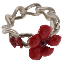 CHANEL Ring Metall Silber CC Auth bs31037 Silber