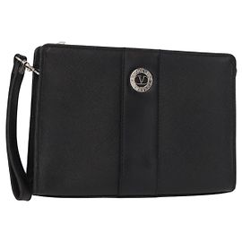 VALENTINO Pochette in pelle nera argento Auth bs31011 Nero Argento