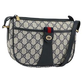 Borsa Sherry Line GG Supreme Web di GUCCI in PVC blu navy e oro 89 02 032 Auth 154586 D'oro Blu navy