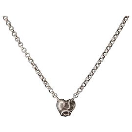 Collar Chrome Hearts con charm de corazón y cadena enrollada de 16 pulgadas Ag925 Auth 146387M Plata