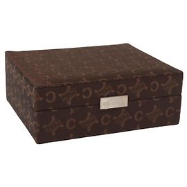 Céline CELINE C Macadam Canvas Jewelry Box Brown Silver Auth 154905V Brown Silvery