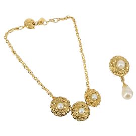 Saint Laurent Halskette Brosche Metall 2Set Gold Auth bs29380 Golden