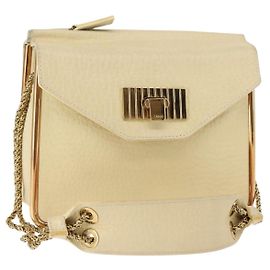 Chloé Bolsa de Ombro Chloe Sally em Couro Bege Dourado Auth bs29994 Bege Dourado